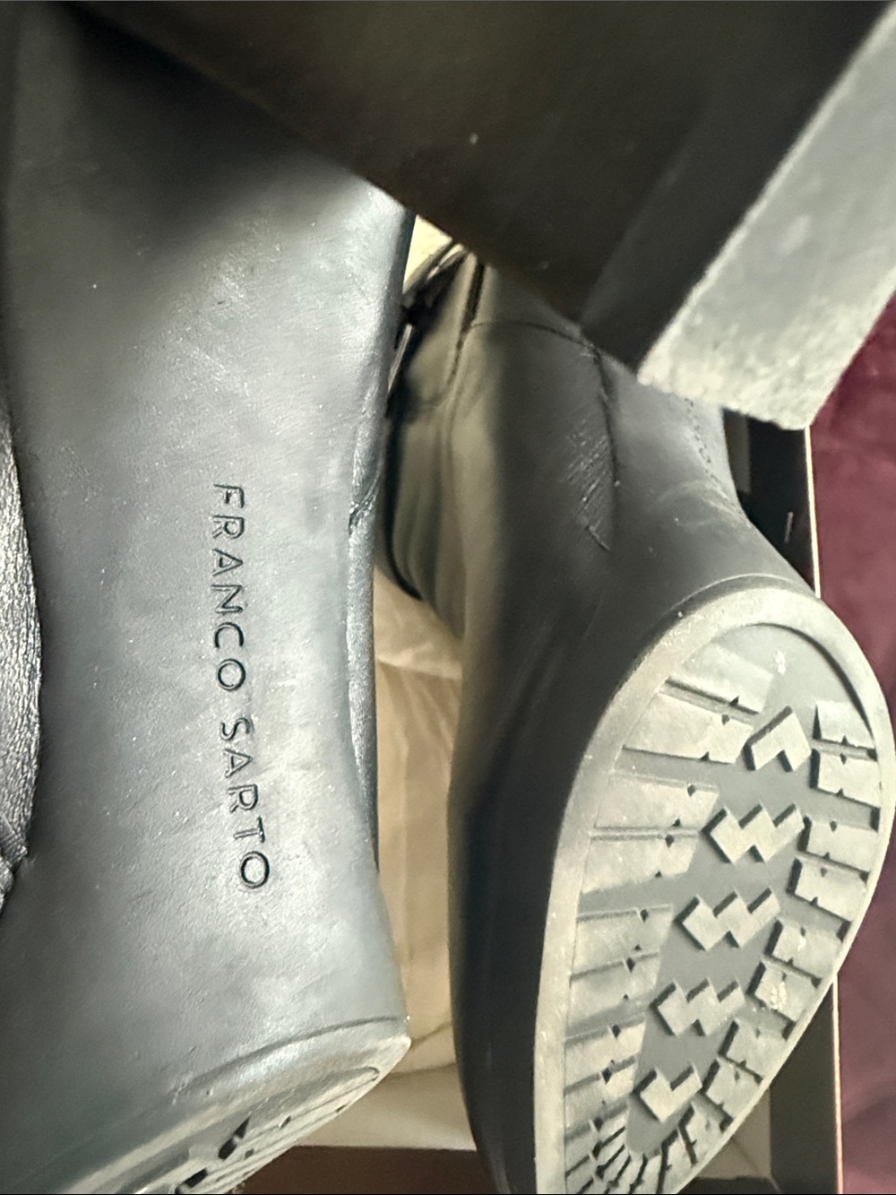 Franco Sarto Black Leather Buckle Ankle Boots - Picture 3 of 7